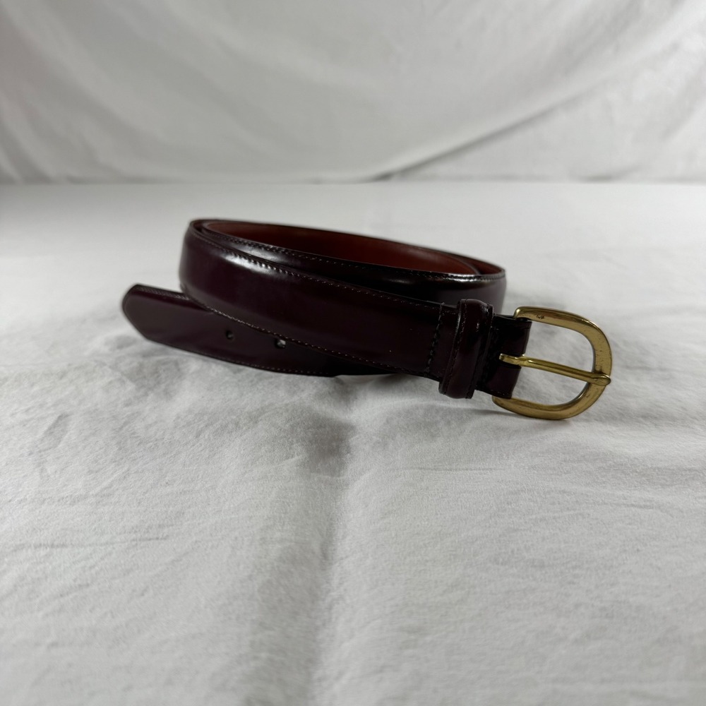 Coach Men's Size 38 95cm Burgundy Polished Cowhide Solid Brass Belt 3921